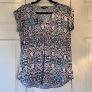 Silky Zip Front Gramercy Tee